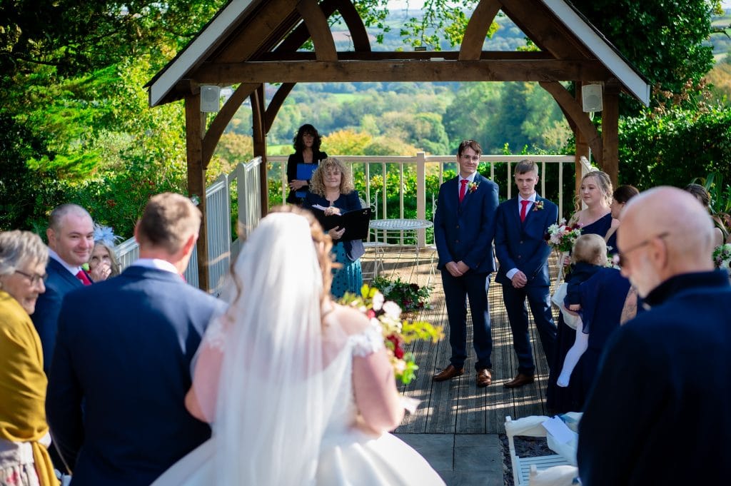 a bride and groom at a wedding ceremony
