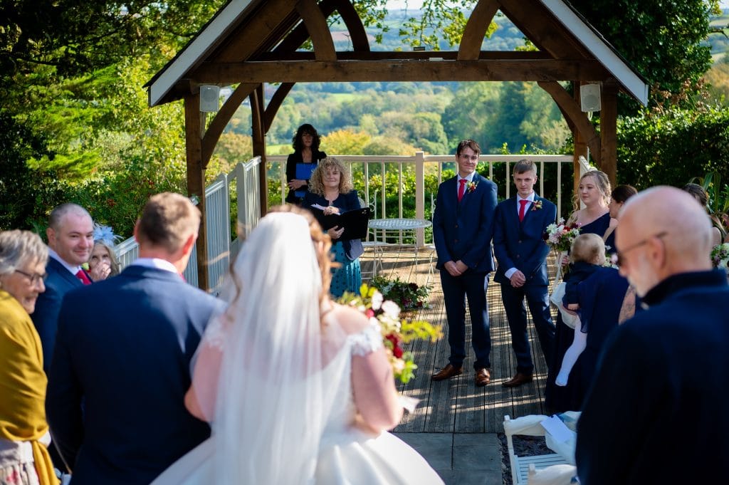 a bride and groom at a wedding ceremony