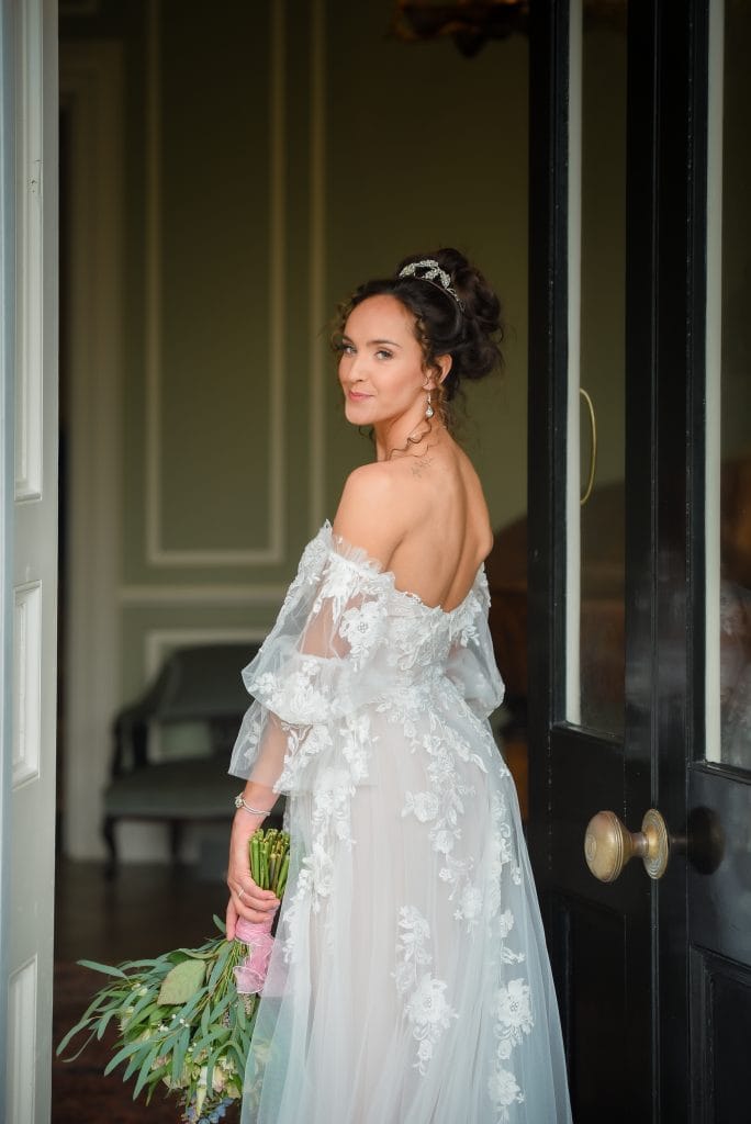 a woman in a white dress